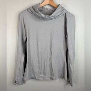 Albion Fit Striped Mock Neck Long Sleeve Top Black and White Size M